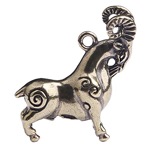 YGAKXMiniature Brass Figurines Decorative Ornament Model Brass Lucky Goat Keychain Rams Decoration Ideas Bronzeware