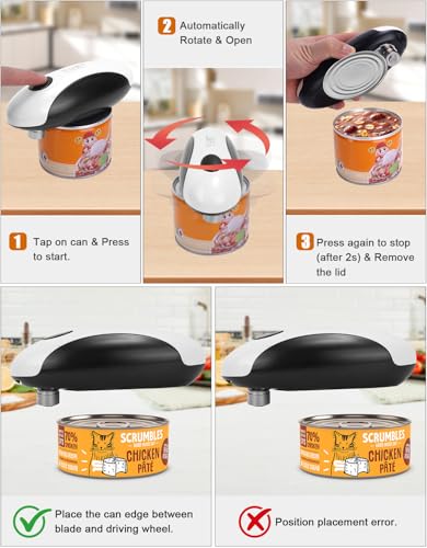 YUET Electric Can Opener, Rechargeable Electric Tin Opener with Magnetic Lid Lifter for Round Oval Square Cans, One-Touch Automatic Open & Close for Seniors, Arthritis - Image 5