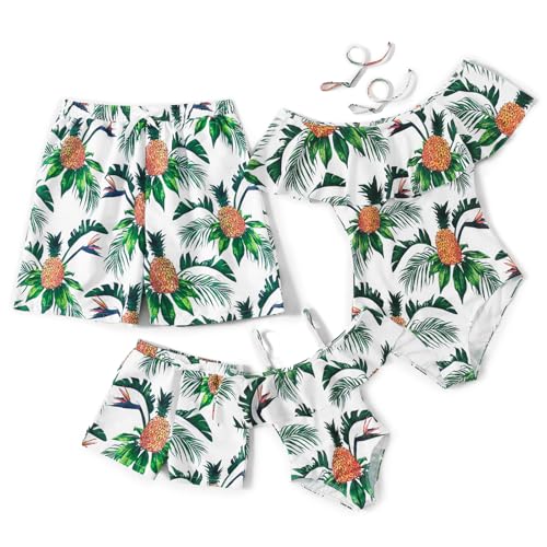 IFFEI Mommy and Me Swimsuits One Piece Monokini Bathing Suits Pineapple Printed Family Matching Swimwear Boys: 6-7 Years