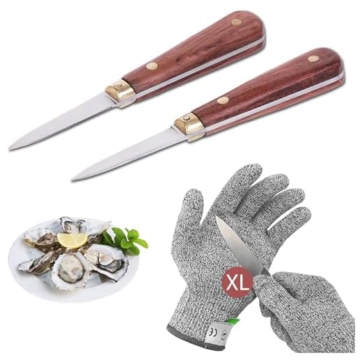 Oyster Shucking Knife,Oyster Knife,SPEENSUN oyster knife shucker Not Easy To Break And Bend,More Secure With Oyster Shucking Knife Glove (2 Knife And 1Glove XL),oyster shucking set