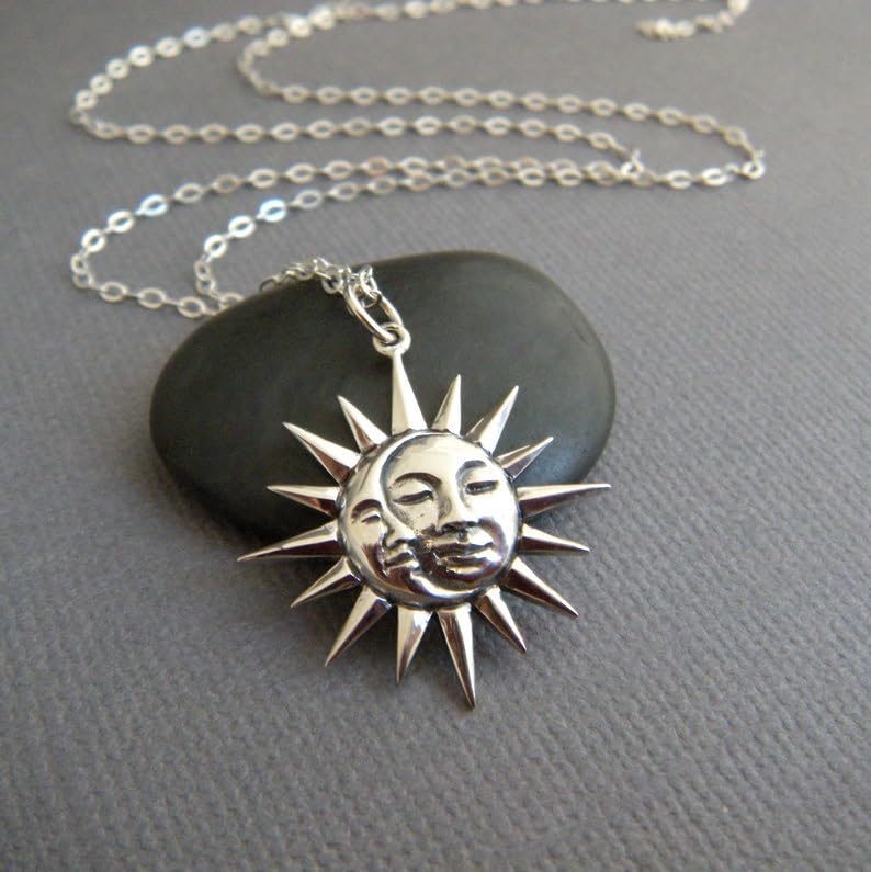 Collar de luna y sol de plata de ley 925 como regalo celestial 4