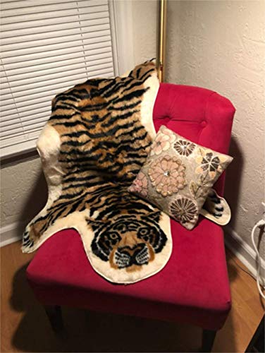 Yingda1992 Tiger Printed Skin Area Rug,Faux Fur Rug Area Artificial Carpet,Simulation Cowhide, Cow Hide Mat Rug Animal Print Hide Faux Carpet 31.5X41.3Inch thumb #8