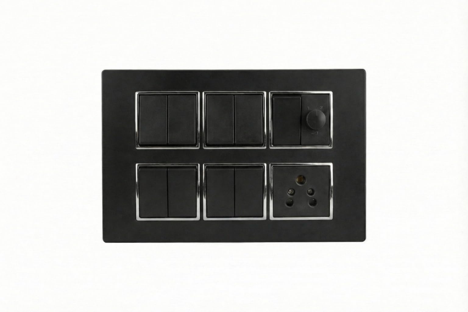 9 Switch Modular Wall Board with 1 Socket, 1 Regulator, Surface Mount, Grey, 10A, PVC Body-image-3