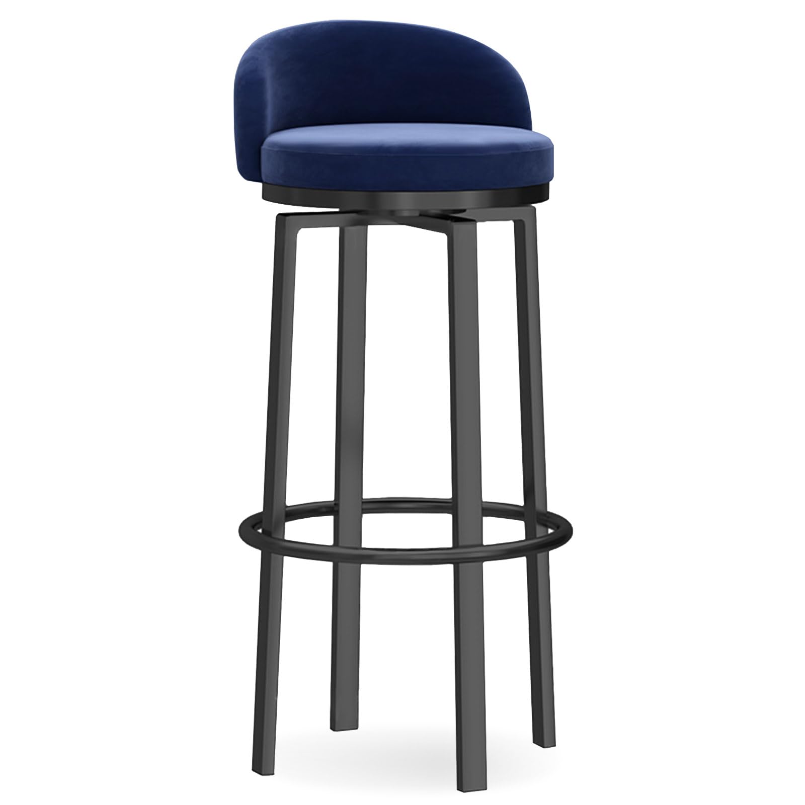 Modern Bar Stool Set of 1, Velvet Upholstered Swivel Counter Stools, Counter Height Barstools for Kitchen Island, Bar Pub,Blue,65cm