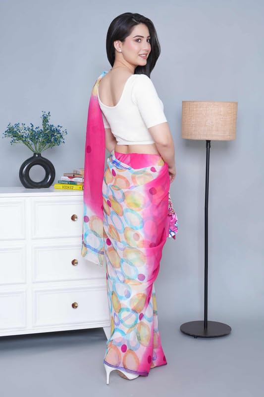 Image of Mlada V-Neck Stretchable Saree Blouse Top for Women | Slim Fit Short Sleeves Solid Cotton Blouses | Readymade Saree Blouses for Women Festive & Ethnic | Blouse Crop Top
