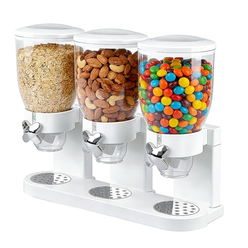 LUPATDY Paquete de 3 dispensadores de cereales de 2 l, organizador de cocina con tapa, dispensador de cereales, granos de café, alimentos secos, dulces, arroz, cereales (blanco) LUPATDY Paquete de 3 dispensadores de cereales de 2 l, organizador de cocina con tapa, dispensador de cereales, granos de café, alimentos secos, dulces, arroz, cereales (blanco)