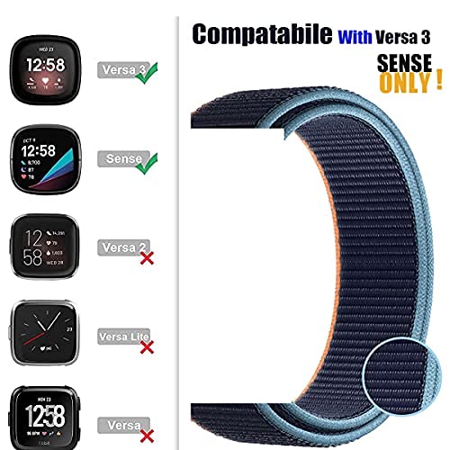 Image of CellFAther Replacement Nylon Strap for Fitbit Sense /Sense 2,Fitbit Versa 3 /Versa 4,(Not for other model) Deep Navy