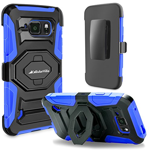 S6 Active Case, Galaxy S6 Active Case, Cellularvilla Dual Layer [New Generation] [Heavy] [Duty] Rugged Holster Case with Kickstand and Belt Swivel Clip for Samsung Galaxy S6 Active G890 (Blue Black)