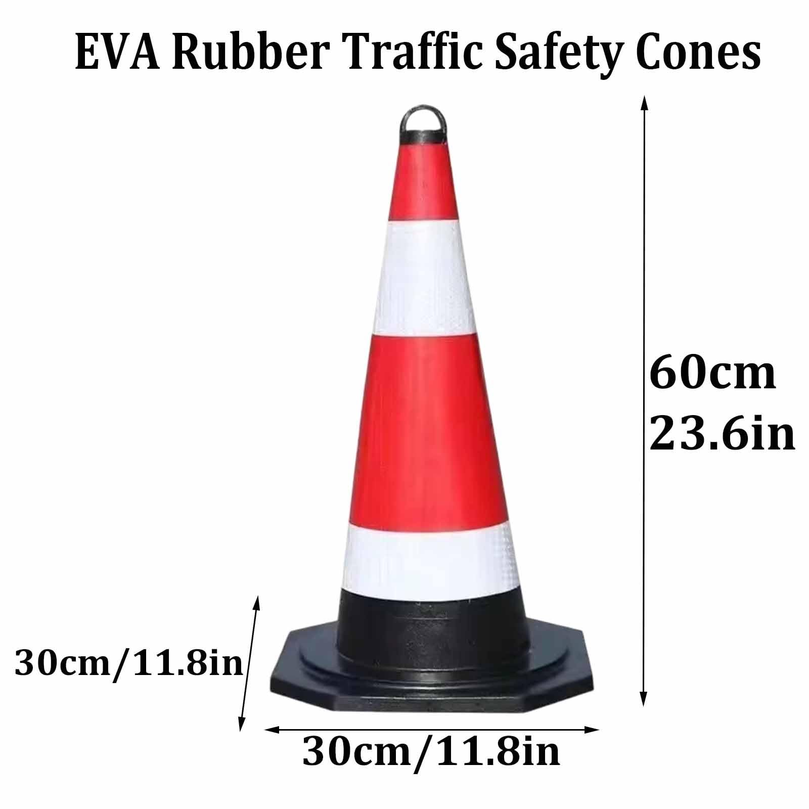 Cônes de signalisation, cône de sécurité pour stationnement routier avec base lestée noire et réflecteur, pour stationnement, chantier, barrière d'urgence, 60x30cm(2pack)