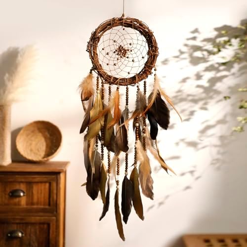 Artilady Dream Catcher Rattan Wall Decor Boho Goose Feather Native American