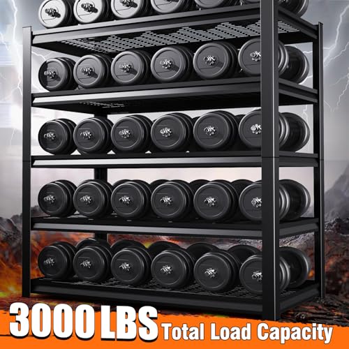 Image of Set of 6-71 inchH Garage Shelving-3000LBS 5 Tier Storage Shelves,Adjustable Heavy Duty Metal Shelving Unit and Storage Large Wire Rack,Utility Steel Shelf For Shop Warehouse Industrial Pantry 71 inchx35 inchx16 inch