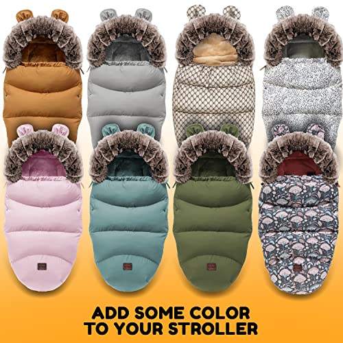 Be2Day Winter-Fußsack für Kinderwagen, Sportwagen & Buggy mit Anti-Rutschschutz, Babyschale Schlafsäcke mit Reißverschluss Kopfteil Wetterfest Tasche, 55x100cm (Pink)