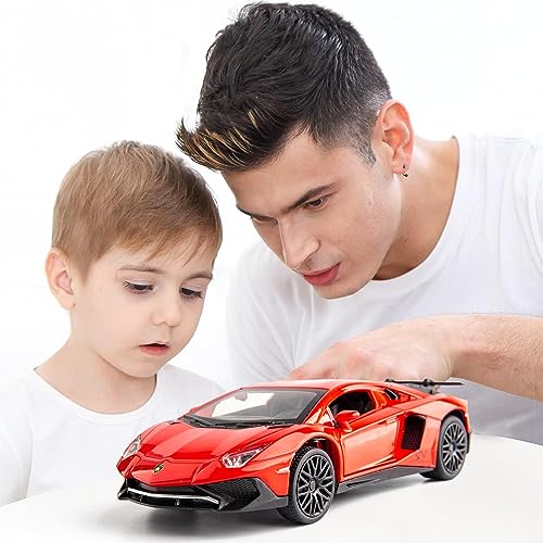 Image of Kids Toy car Playsets 1:32 Diecast Metal Car LP750 Toy Car for Kids Pull Back Metal Cars with 4 Openable Doors Light and Musical Sound (Multi)