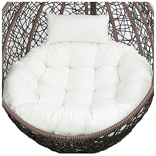 ZTGL Ronde Coussin Fauteuil Papasan en Rotin 105/120 cm, Coussin Fauteuil Chaise Suspendu Oeuf avec Oreiller pour Exterieur Jardin, Coussin Transat Balancelle Jardin ,Blanc,Diameter 120 cm