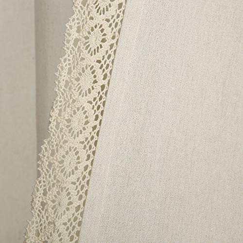 Lush Decor Rosalie Window Curtains Farmhouse, Rustic Style Panel Set For Living Room, Dining Room, Bedroom (Pair), 84” X 54”, Ivory #TOP2
