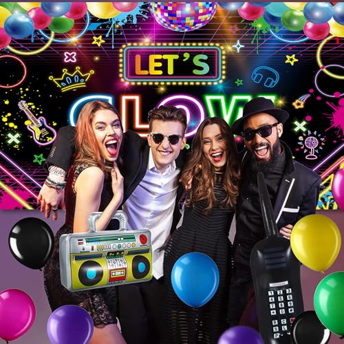 Fondo Let’s Glow Crazy 7x5ft Neon Glow para fiestas miniatura 5