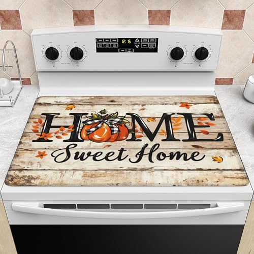 Image of Fall Stove Top Cover for Electric Stove 28 inch x 20 inch Autumn Sweet Home Pumpkin Glass Flat Heat-Resistant Top Stove Mat for Kitchen Ceramic Countertop Oven Induction Cooktop