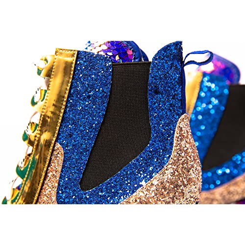 Cape Robbin NELL GLITTER CHUNKY HIGH HEEL PLATFORM LACE UP BOOT MERMAID4