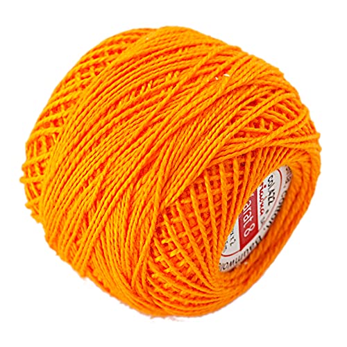 Cotton Crochet Embroidery Yarn 71yd/65m Quality Ball 0.35oz/10g Thread Floss Size 8 (Pumpkin 422)