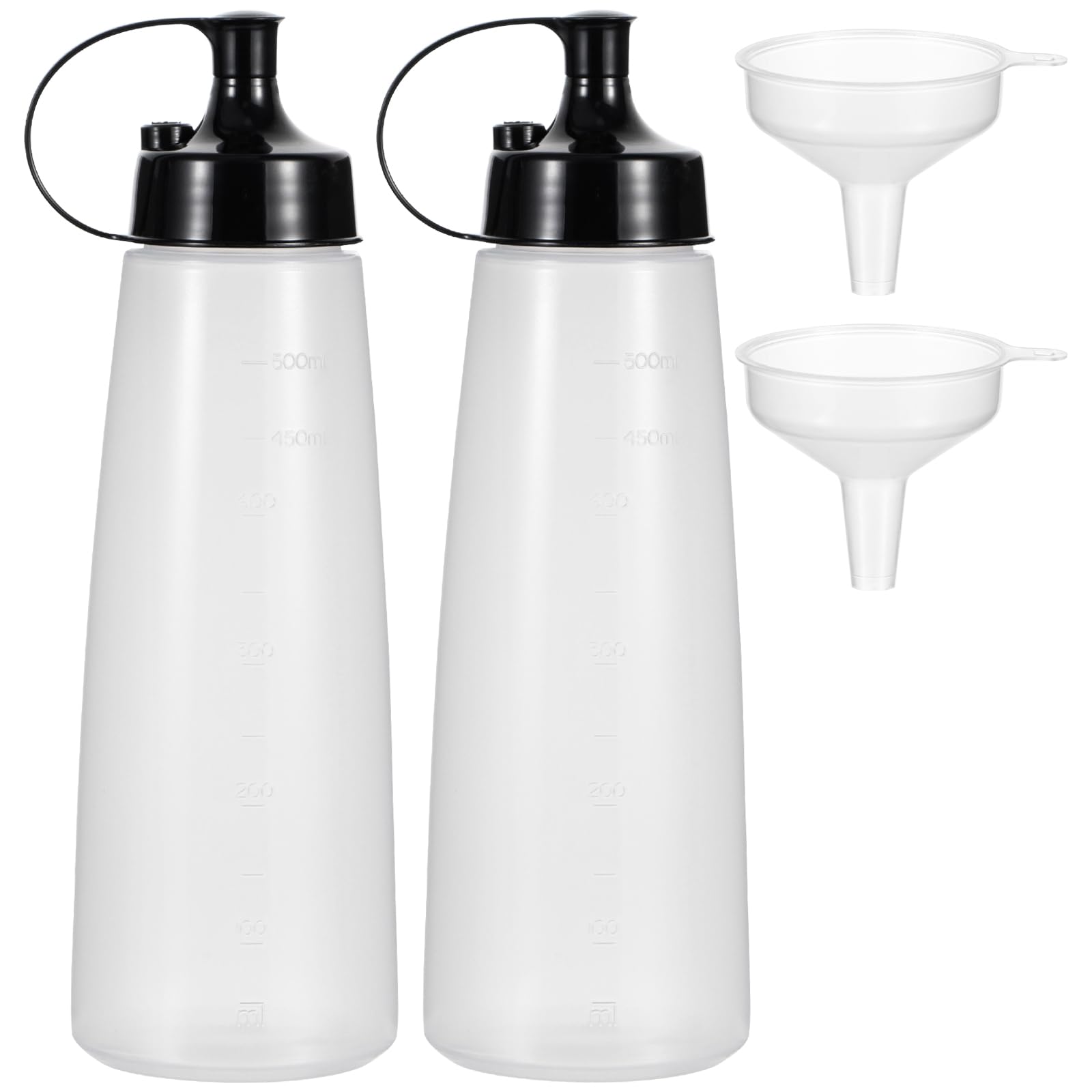 KatfortSqueeze Bottles for Sauces 2 Pack, 32 Ounce 1000ml Plastic Dressing Squirt Bottles Ketchup Bottles with Cap Lids, Condiment Bottles for Liquids BBQ Dressing Pancake Art Dispenser