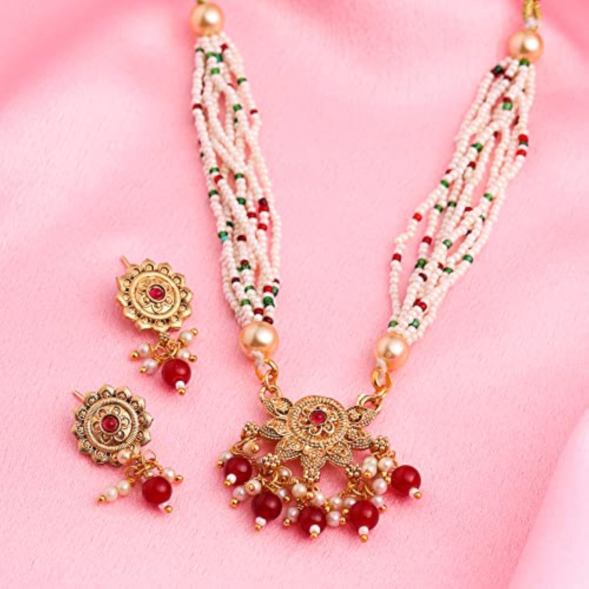 Beaded Plated Necklace Set for Women