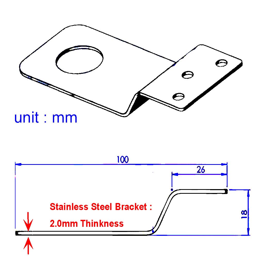 UngSung NMO Antenna Bracket 3/4 inches Hole Stainless Steel for UHF VHF Ham NMO Antenna Mount Between Hood and Fender (2.0mm)