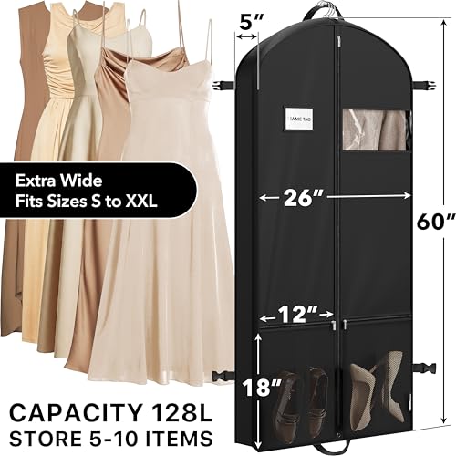 Simple Houseware 60'' Travel Garment Bag with Pockets for Suits, Dresses, Coats, Tuxedos, Heavy Duty 300D Polyester2