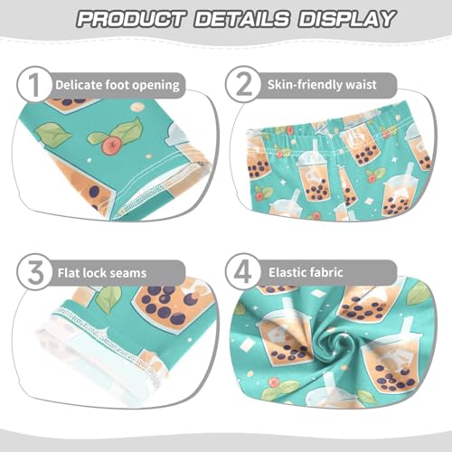 Bubblea Pattern Kids Girl's Cotton Pants Soft High Waisted Workout Pants Exercise3