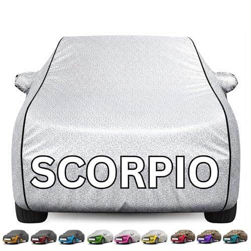 Image of Kayme Premium Silver Scorpion Car Cover Waterproof for (All Models & Variants - Petrol, Diesel, CNG & EV) |Speacially Custom Fit with Mirror Pockets |All-Weather Protection - Outdoor Car Body Cover