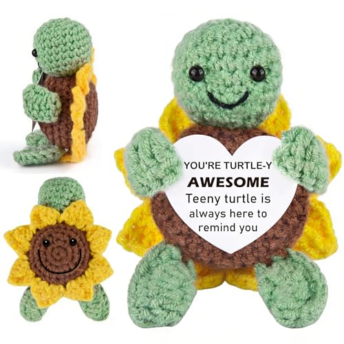 Positive Turtle Gifts for Women Men Handmade Positive Crochet Animal Turtle