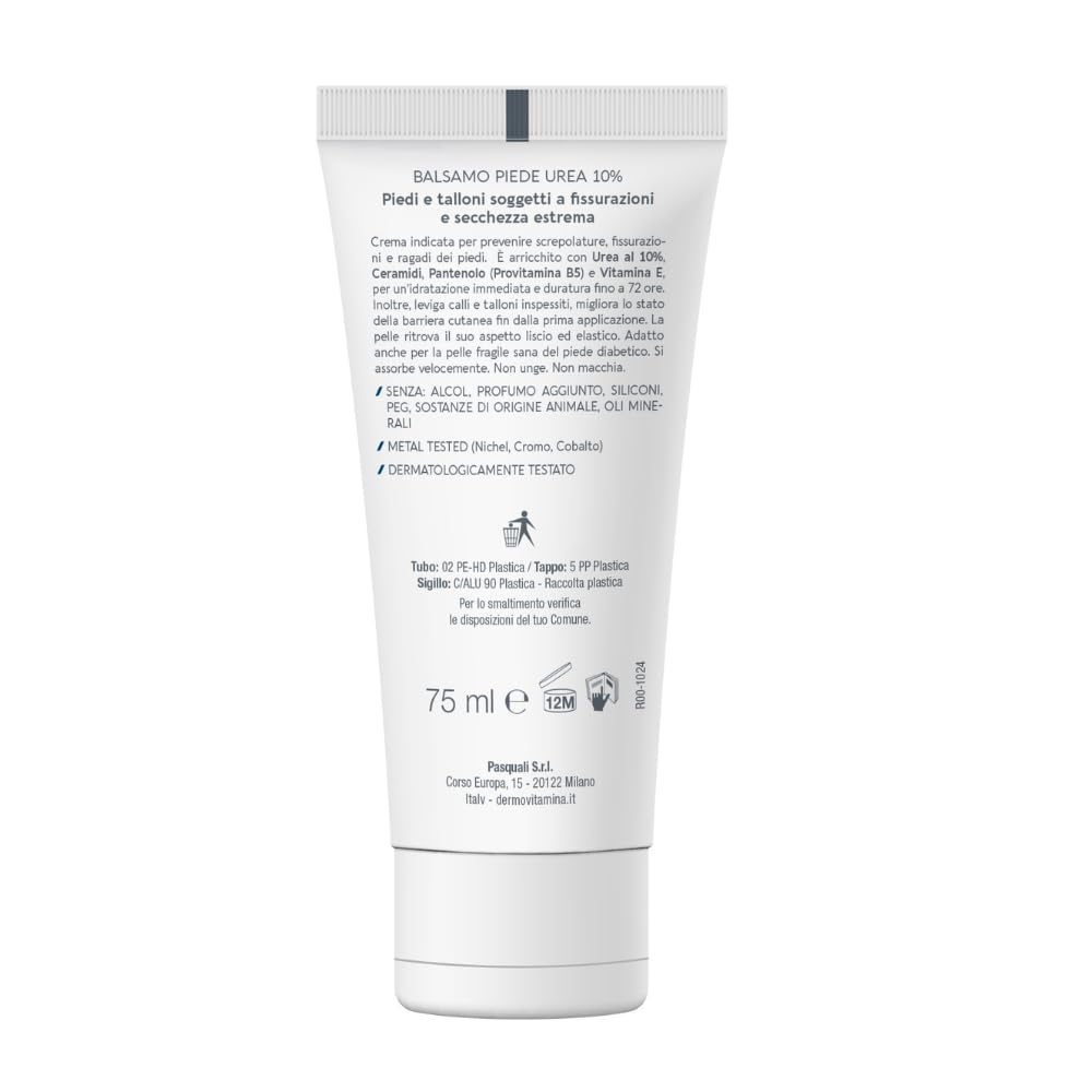 Dermovitamina Ragadi Piede Balsamo Urea 10% - Crema Piedi Riparatrice - Lenisce e Contrasta Screpolature e Fissurazioni - Nuova Formula - 75ml