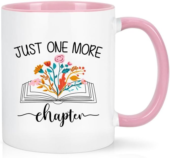 Cabtnca Book Lovers Gifts, Christmas Gifts for Book Lovers Women Readers, Just One More Chapter Mug, Librarian Gift for Readers, Bookaholic, 11 Oz