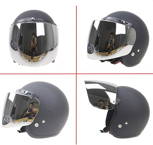 Miniatura 7 de WANCAR Retro Universal Standard 3-Snap Open Face Casco de motocicleta Flip Up Face Visor Wind Shield Lens (espejo)