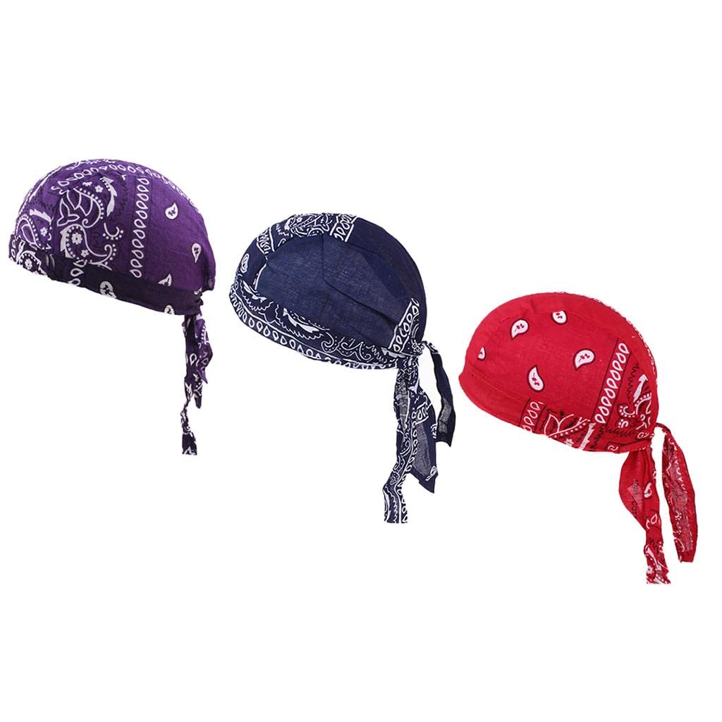 Mens Skull Cap Hair Loss Head Scarf Muslim Bandana Turban Red+Purple+Navy| Streetwear | Aesthetic | Casual-image-41