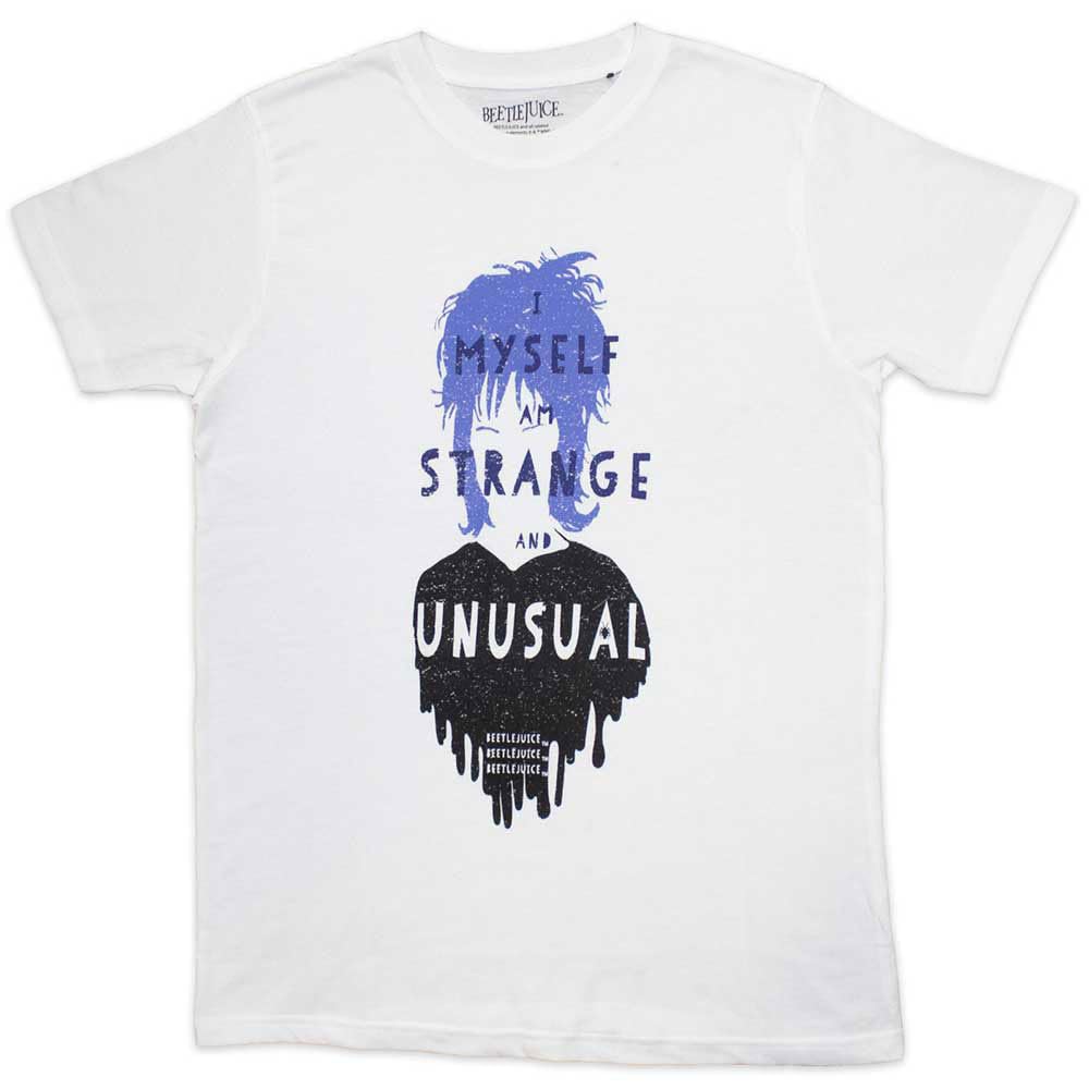 Beetlejuice Unisex Adult I Myself Am Strange And Unusual T-Shirt (XXL) (White)