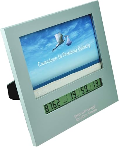 Miniatura 4 de Reloj digital reutilizable de cuenta regresiva para bebé y reloj de 24 horas, boda gris, 7 ½ x 7 ¼ pulgadas, marco de fotos de 4 x 6, días que