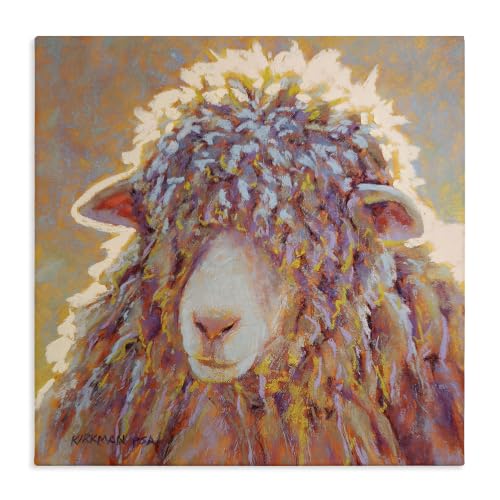 Wooly Sheep Farmhouse Animal, 17 x 17 Inch Canvas Wall Art
