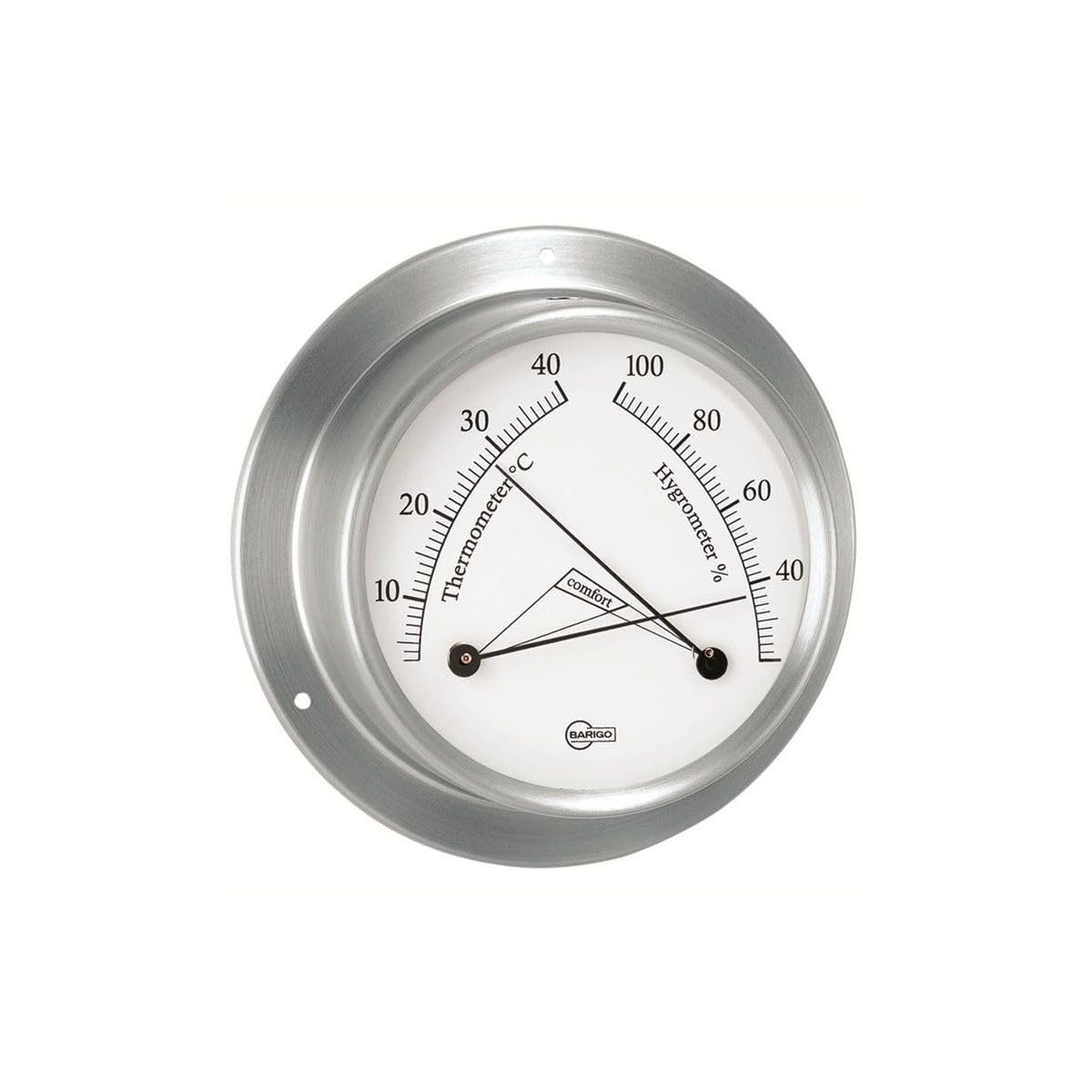 BARIGO 983RFPO TEMPO Thermo-Hygrometer, Glas, Edelstahl poliert