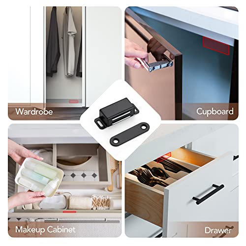 Image of Ravinte 2 Pack Black Magnetic Door Catch, Matte Black Cabinet Magnets, Strong Magnetic Catch Latch for Kitchen Cabinets, Drawers & Cupboards, Stainless Steel Closures