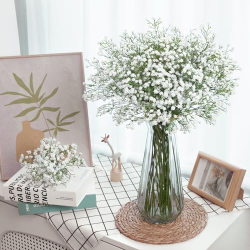 Image of Babys Breath Artificial Flowers, 24 Pcs White Fake Baby Breath Flowers