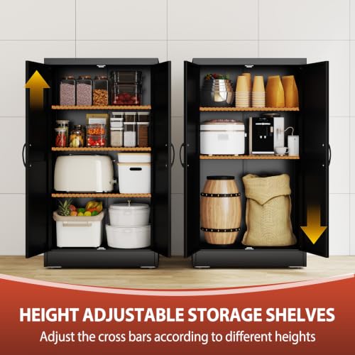 Image of PAOFIN 47 inch Black Metal Storage Pantry Cabinet