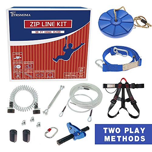 Trsmima 98 Feet Zip Line Kit for Kids and Adult Up to 350