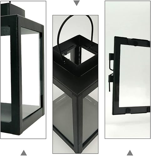 Miniatura 7 de Outanaya Soporte transparente para decoración de lámpara de vidrio de hierro para delicado pilar retro colgante vela patio exquisita escena