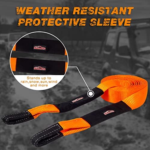 75MMx9M Tow Rope with 3/4 Bow Shackle and Storage Bag 12T Heavy Duty Recovery Strap with Reinforced Loops Protective Water Resistant Sleeves High Strength 4x4 offroad Recovery Winch Strap