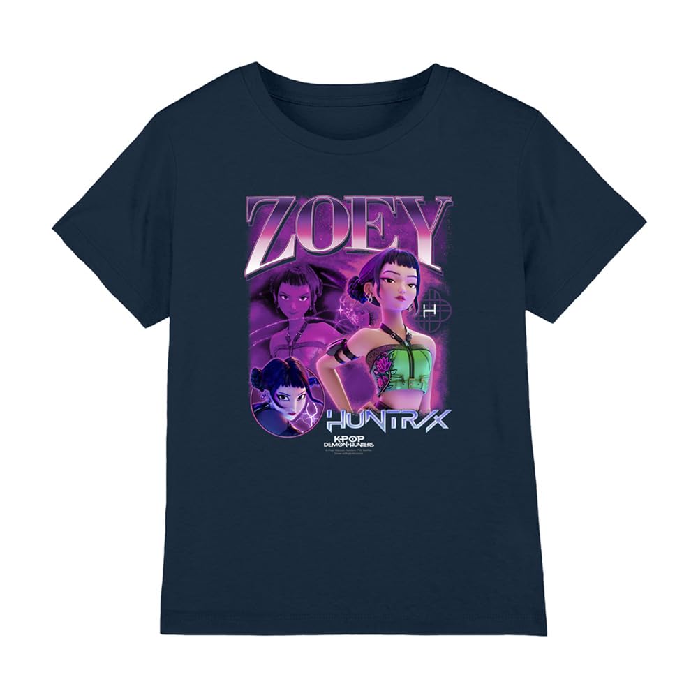 K-Pop Demon Hunters - Huntrix Huntr/X Zoey Bootleg Kids T Shirt, Navy, 7-8
