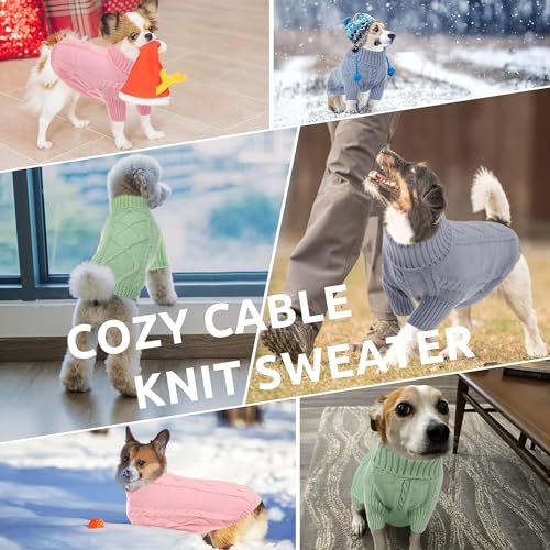 Queenmore Hundepullover Kleine Hunde Wärme Dackel Hundepulli Strick Pullover Hund Strickmantel Mit Zopfmuster Hundepullover Französische Bulldogge Bulldog Chihuahua Katzen Corgi, Dunkelgrau, Xs
