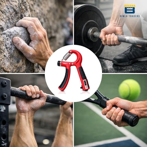 Image of CRAE Hand Gripper with Counter - Adjustable Grip Strengthener, 60 KG Capacity for Forearm, Wrist & Finger Workout Men & Women (Red)