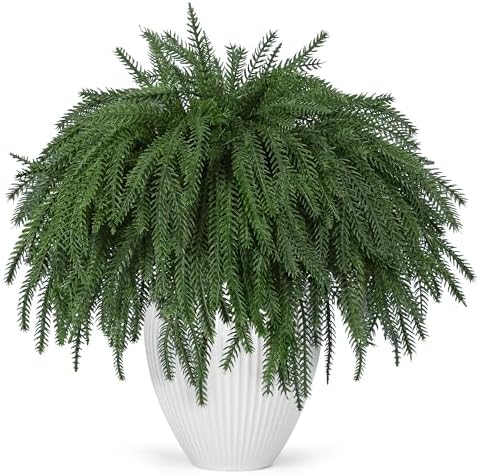 Der Rose 12Pcs Christmas Norfolk Pine Stems, 18 Inch Artificial Pine Branches Faux Cedar Stems Greenery Picks for Xmas DIY Crafts Wreath Garland Home Outdoor Christmas Decorations Indoor