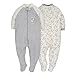 Gerber Baby Infant 2 Pack Organic Zip Front Sleep 'N Play, Grey/Ivory, Newborn