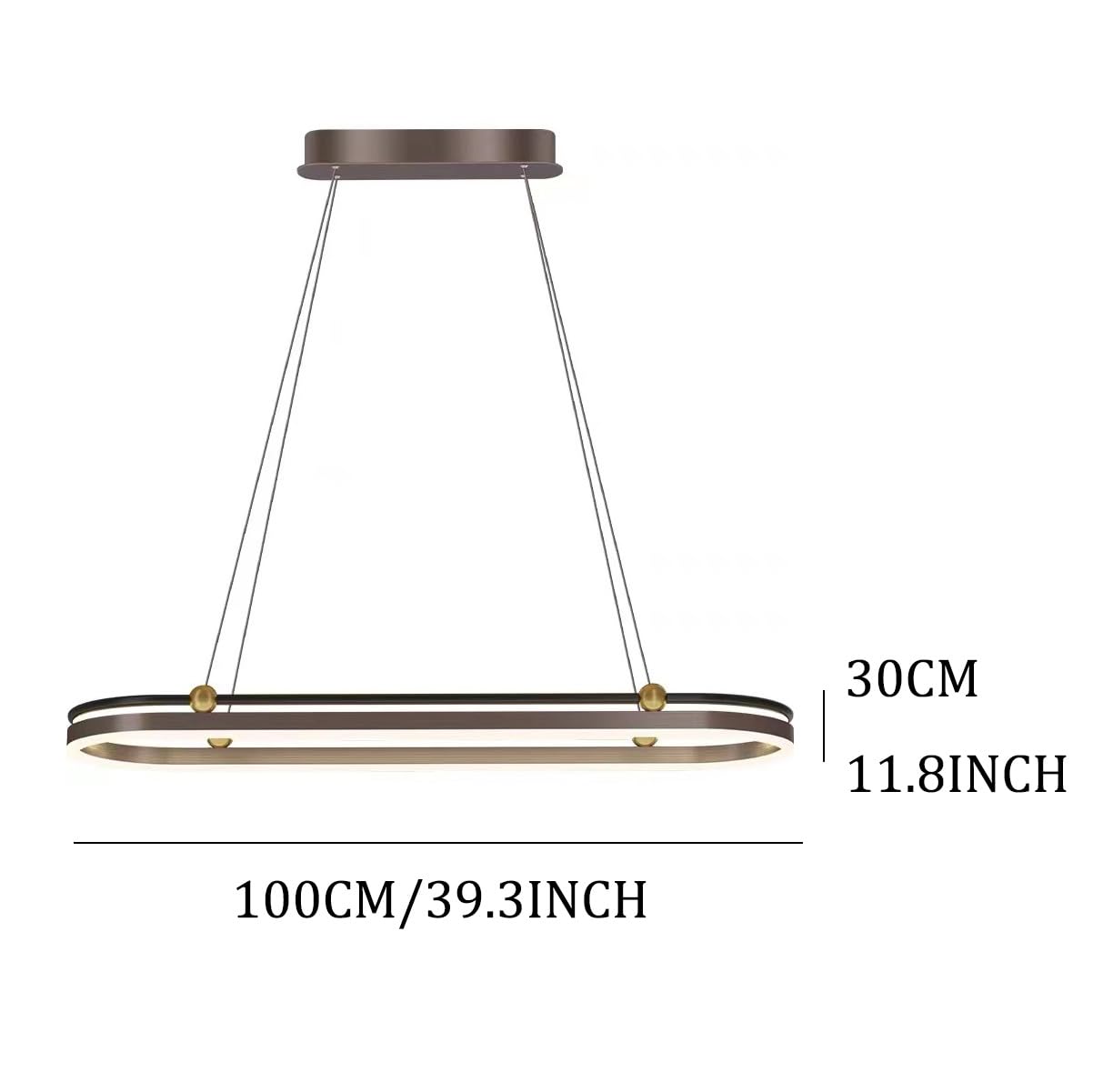 Lampadario rettangolare ad anello a LED per tavolo da pranzo Lampadario circolare di metà secolo 3000K Lampada a sospensione lineare in acrilico nero oro bronzo per isola cucina Soggiorno Hotel Foyer